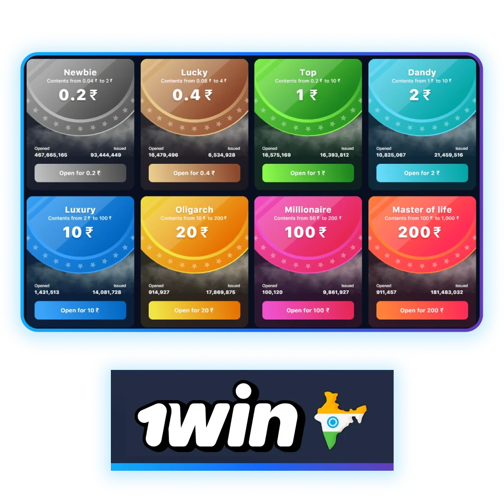 Open Cases and get the best rewards with 1win.